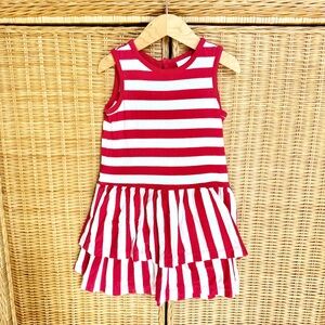 Hanna Andersson Red and White Striped Sleeveless Knit Dress